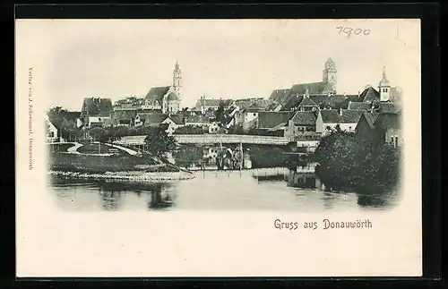 AK Donauwörth, Ortsansicht von der Donau aus