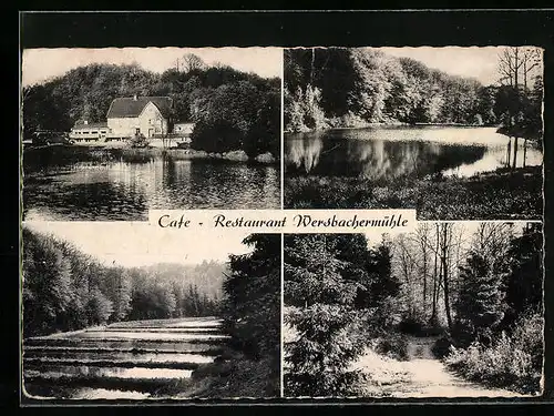AK Witzhelden, Café-Restaurant Wersbachermühle, Ortspartie mit Fluss