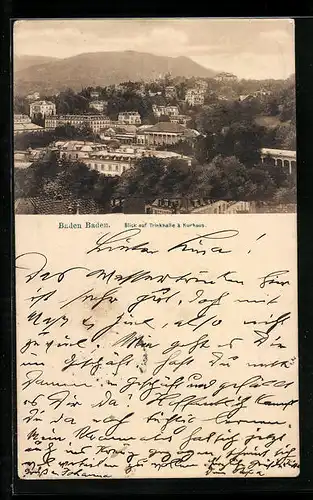 AK Baden-Baden, Blick auf Trinkhalle und Kurhaus