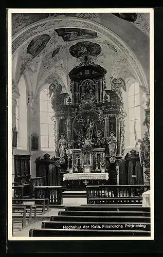 AK Prittriching, Hochaltar der Kath. Filialkirche
