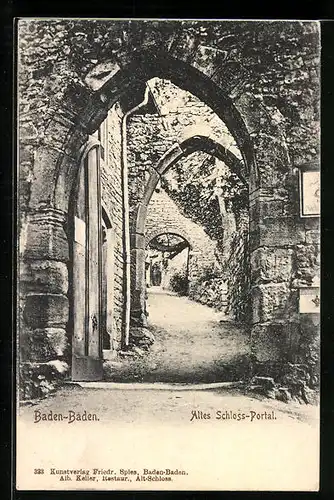 AK Baden-Baden, Altes Schloss-Portal