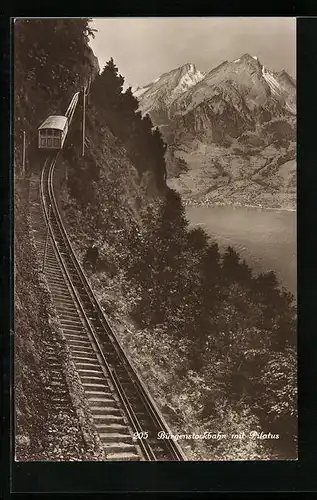 AK Bergbahn Bürgenstockbahn mit Pilatus