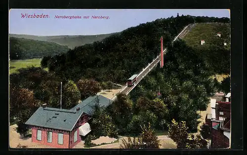 AK Wiesbaden, Nerobergbahn mit Neroberg
