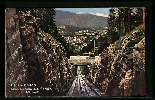 AK Baden-Baden, Drahtseilbahn a. d. Merkur