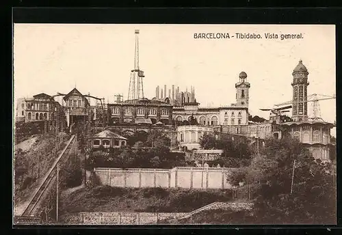 AK Barcelona, Tibidabo, Vista general, Bergbahn