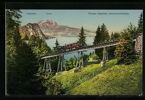 AK Vitznau-Rigibahn, Schnurtobelbrücke, Bergbahn, Pilatus, Bergbahn