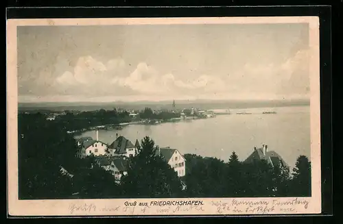 AK Friedrichshafen, Seeblick aus der Vogelschau