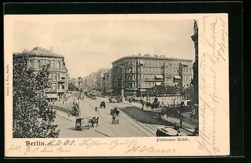 AK Berlin-Tiergarten, Strassentrubel an der Potsdamer Brücke