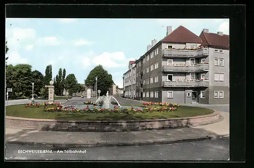 AK Eschweiler /Rhld., am Talbahnhof mit Springbrunnen