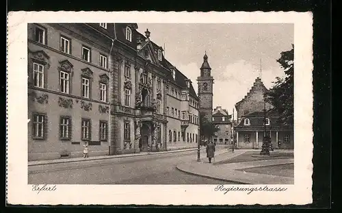 AK Erfurt, Regierungsstrasse mit Turm