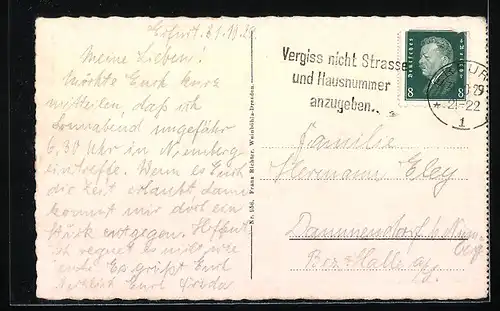 AK Erfurt, Regierungsstrasse mit Turm