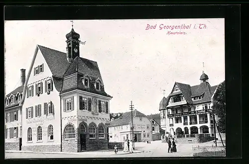 AK Bad Georgenthal /Th., Hauptplatz mit Hotel Klosterhof