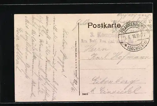 AK Frankenberg /Sa., Friedenspark mit Postamt