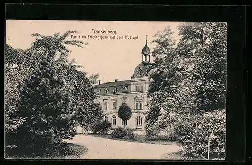 AK Frankenberg /Sa., Postamt im Friedenspark