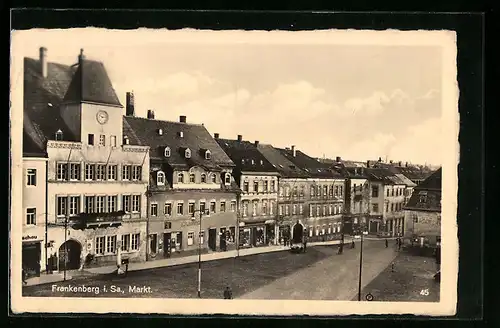 AK Frankenberg /Sa., Markt mit Strasse aus der Vogelschau