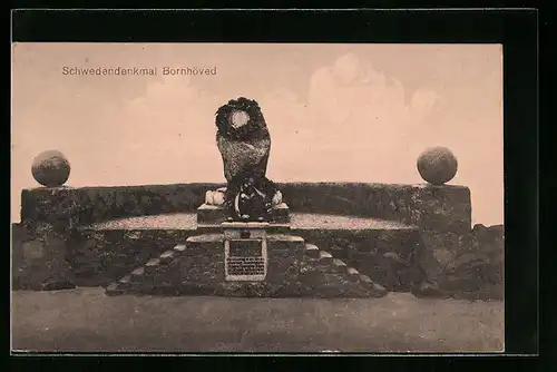 AK Bornhöved, Schwedendenkmal mit Kranz