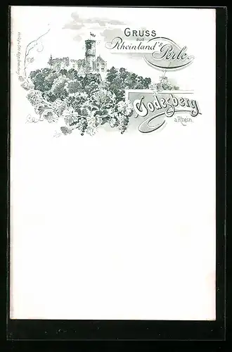 Künstler-AK Godesberg a. Rhein, Rheinland`s Perle, Blick zur Burg