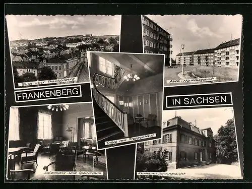 AK Frankenberg i. Sa., Blick über den Frankenberg, Kurheim-Vorderansicht