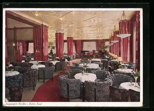 AK Berlin-Staaken, Kaffeehaus Imperator, Innenansicht vom rotem Saal