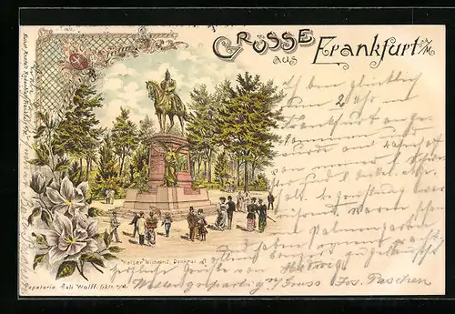 Lithographie Frankfurt, Kaiser Wilhelm I.-Denkmal