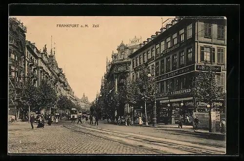 AK Frankfurt a. M., Ortsansicht mit Strassenbahn