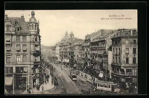 AK Frankfurt a. M., Zeil mit Strassenbahn von der Konstabler Wache gesehen