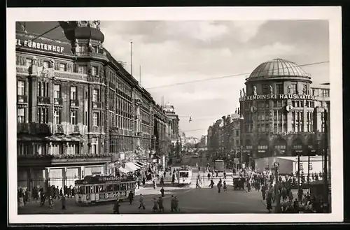 AK Berlin, Potsdamer Platz mit Saarlandstrasse, Strassenbahn