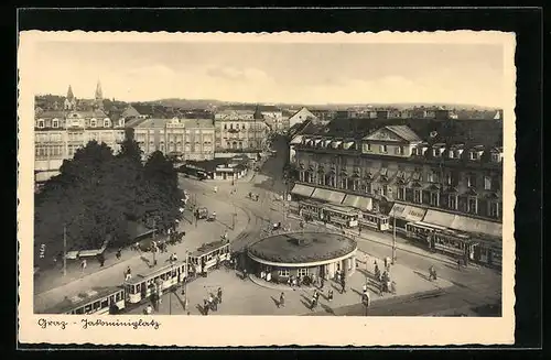AK Graz, Jakominiplatz mit Strassenbahn