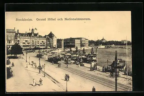 AK Stockholm, Grand Hôtel och Nationalmuseum, Strassenbahn