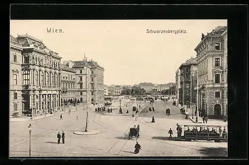 AK Wien, Schwarzenbergplatz mit Strassenbahn