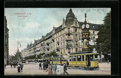 AK Frankfurt a. M., Kaiserstrasse mit Strassenbahn