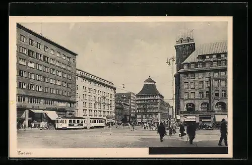 AK Essen, Strassenpartie mit Strassenbahn