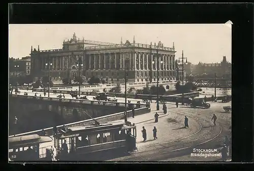 AK Stockholm, Riksdagshuset., Strassenbahn