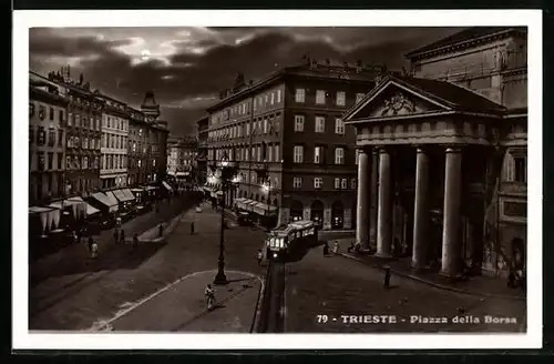AK Trieste, Piazza della Borsa, Strassenbahn