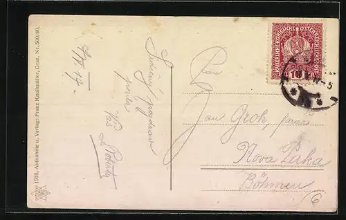 AK Graz, Marktplatz mit Geschäften und Strassenbahn