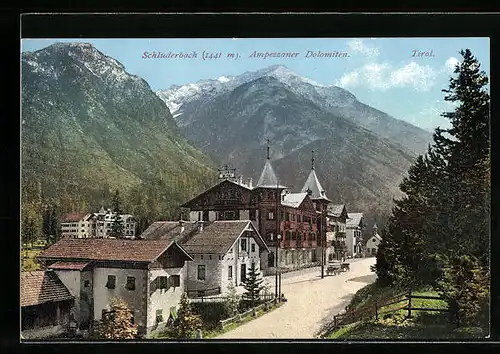 AK Schluderbach, Panorama, Ampezzaner Dolomiten