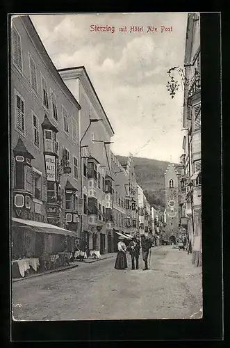 AK Sterzing, Strassenpartie mit Hotel Alte Post