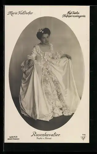 AK Opernsängerin Marie Keldorfer im weissen Kleid