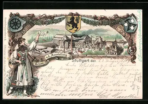 Lithographie Stuttgart, Ausstellung 1896, Ausstellungshalle