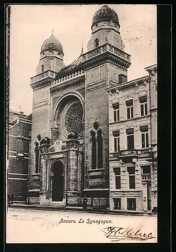 AK Antwerpen, Synagoge, Strassenansicht