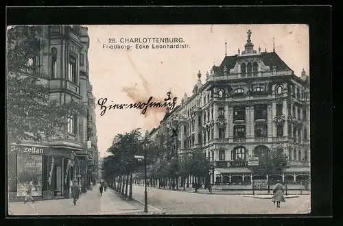 AK Berlin-Charlottenburg, Friedberg, Ecke Leonhardstrasse