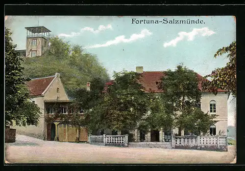 AK Salzmünde, Gasthof Fortuna, Aussichtsturm