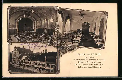 AK Berlin-Prenzlauer Berg, Brauerei Königstadt, Festsäle, Schönhauser Allee 10 /11