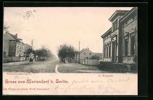 AK Mariendorf b. Berlin, Verwaltungsgebäude, Gasthaus O. Wiegandt