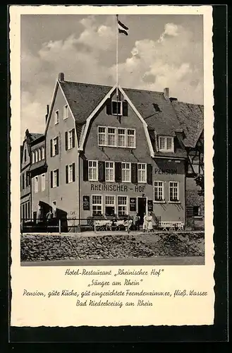 AK Bad Niederbreisig am Rhein, Hotel-Restaurant Rheinischer Hof, Sänger am Rhein