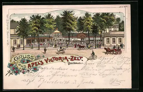 Lithographie Berlin-Tiergarten, Gasthaus Apel`s Victoria Zelt