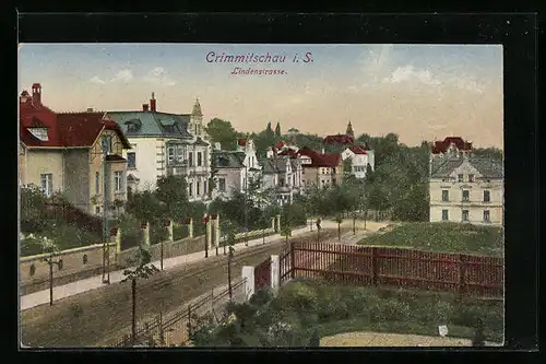 AK Crimmitschau i. S., Blick auf die Lindenstrasse