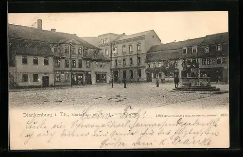 AK Blankenburg i. Th., Marktplatz mit Hotel zum Löwen