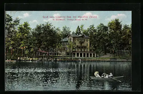AK Wandlitz /Mark, Liepnitz-See mit Gasthaus von W. Schmidt