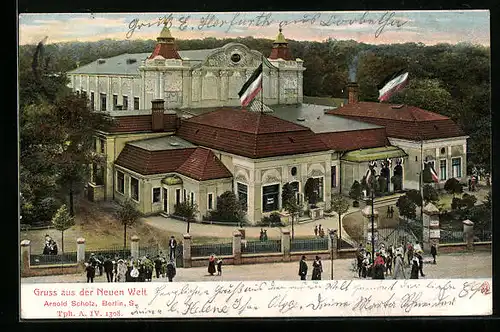 AK Berlin-Neukölln, Blick auf Restaurant Neue Welt